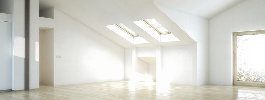 Ausgebauter Innenraum mit moderner Decke